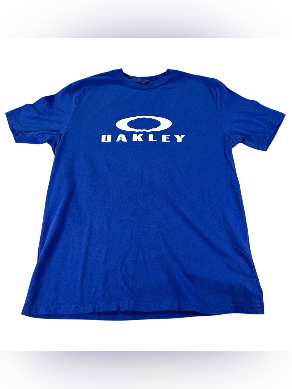 Oakley Bold Ellipse Logo T-Shirt Men’s M Royal Blue White Graphic Surf Skate